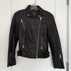 ALLSAINTS Black Leather Biker Jacket - size 2